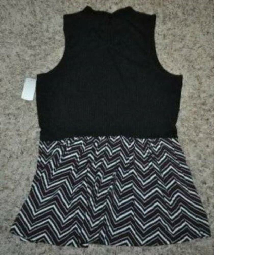 Candies Tunic Jr L Black Sleeveless Peplum High Neck Stretch Ribbed Teen Girls - Picture 4 of 5